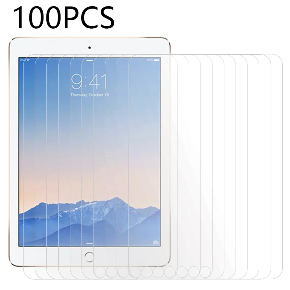 100Pcs Tempered Glass Film for iPad Air (2013) / Air 2 / 9.7-inch (2017) / (2018) / Pro 9.7 inch (2016) Clear Screen Protector (No Package, with Wipes Set, Dust-absorber, Guide Sticker) - 1