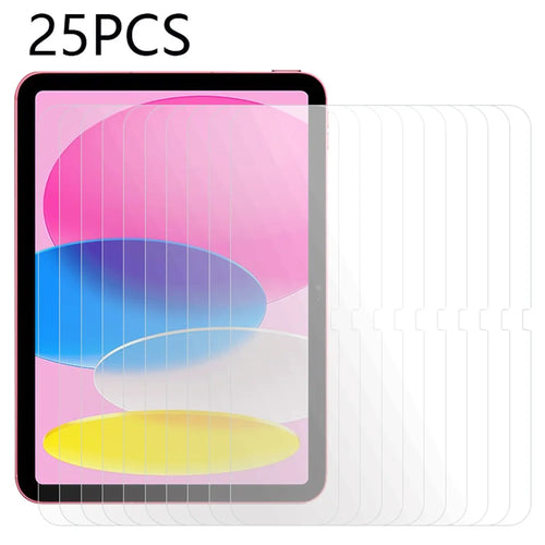 25Pcs For iPad (2025) / 10.9 (2022) Screen Protector Tempered Glass Tablet Screen Film Clear Guard (No Package, with Wipes Set, Dust-absorber, Guide Sticker) - 1