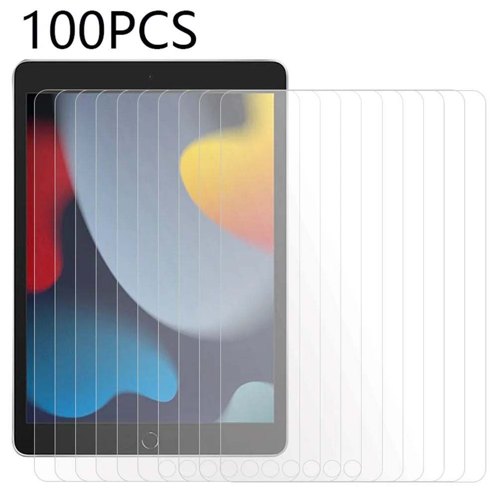 100Pcs For iPad 10.2 (2019) / (2020) / (2021) Screen Protector Scratch Resistant Tempered Glass Film (No Package, with Wipes Set, Dust-absorber, Guide Sticker) - 1