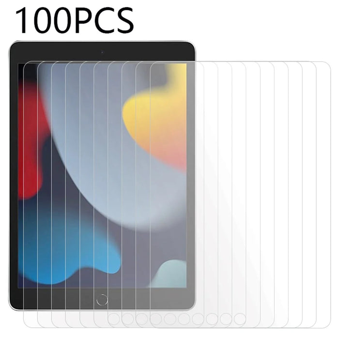 100Pcs For iPad 10.2 (2019) / (2020) / (2021) Screen Protector Scratch Resistant Tempered Glass Film (No Package, with Wipes Set, Dust-absorber, Guide Sticker) - 1