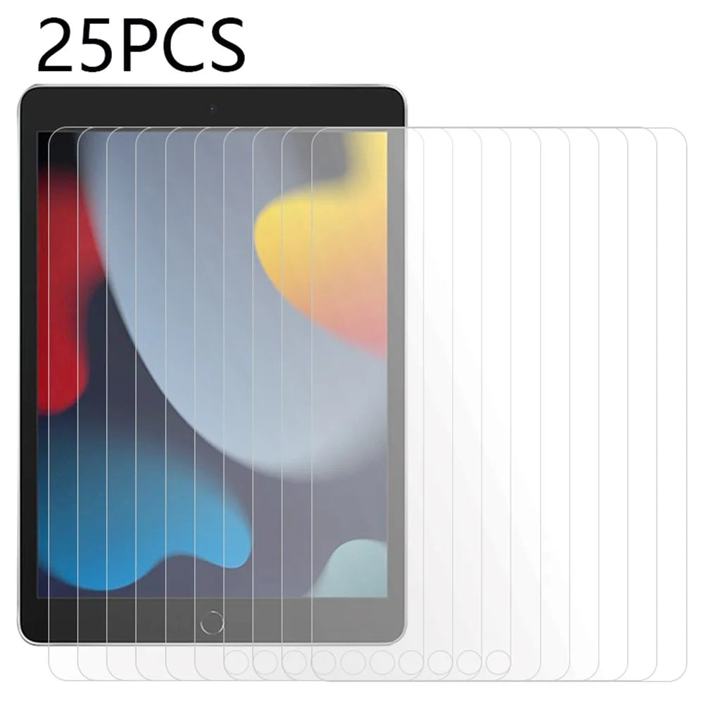 25Pcs For iPad 10.2 (2019) / (2020) / (2021) Clear Screen Protector Highly Sensitive Tempered Glass Film (No Package, with Wipes Set, Dust-absorber, Guide Sticker) - 1