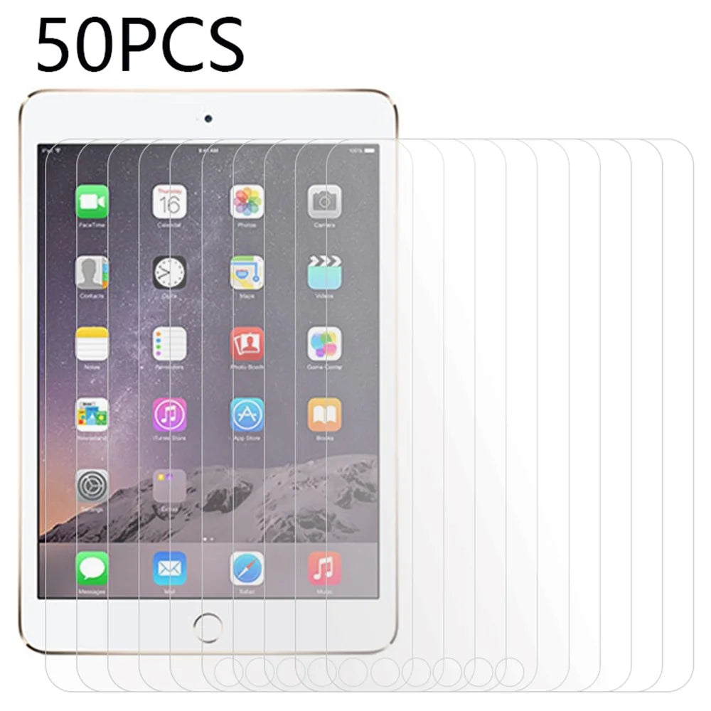 50Pcs For iPad mini / mini 2 / mini 3 Screen Protector Tempered Glass Ultra Clear Protective Film (No Package, with Wipes Set, Dust-absorber, Guide Sticker) - 1
