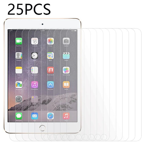 25Pcs For 	Ipad mini / mini 2 / mini 3 Crystal Clear Film Anti-Scratch Tempered Glass Screen Protector (No Package, with Wipes Set, Dust-absorber, Guide Sticker) - 1