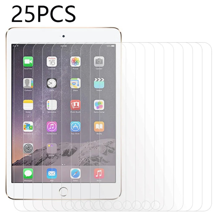 25Pcs For 	Ipad mini / mini 2 / mini 3 Crystal Clear Film Anti-Scratch Tempered Glass Screen Protector (No Package, with Wipes Set, Dust-absorber, Guide Sticker) - 1