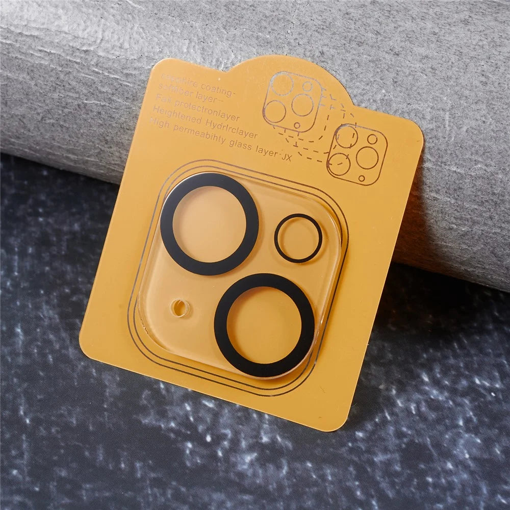For iPhone 15 / 15 Plus Tempered Glass 3D Camera Lens Film Silk Printing Anti-scratch Phone Lens Protector - 5