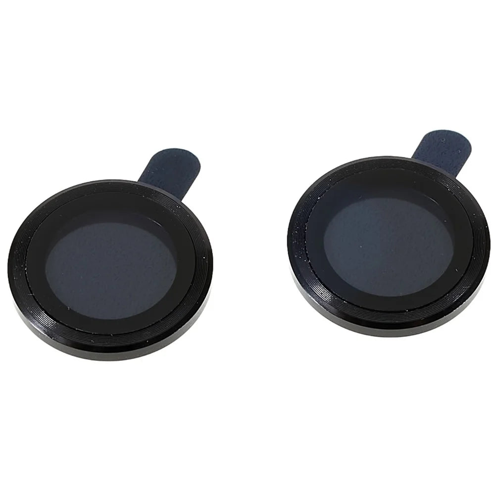 For iPhone 15 / 15 Plus Camera Lens Protector Set Tempered Glass+Metal CD Vein Lens Ring Cover Guard - Black - 1