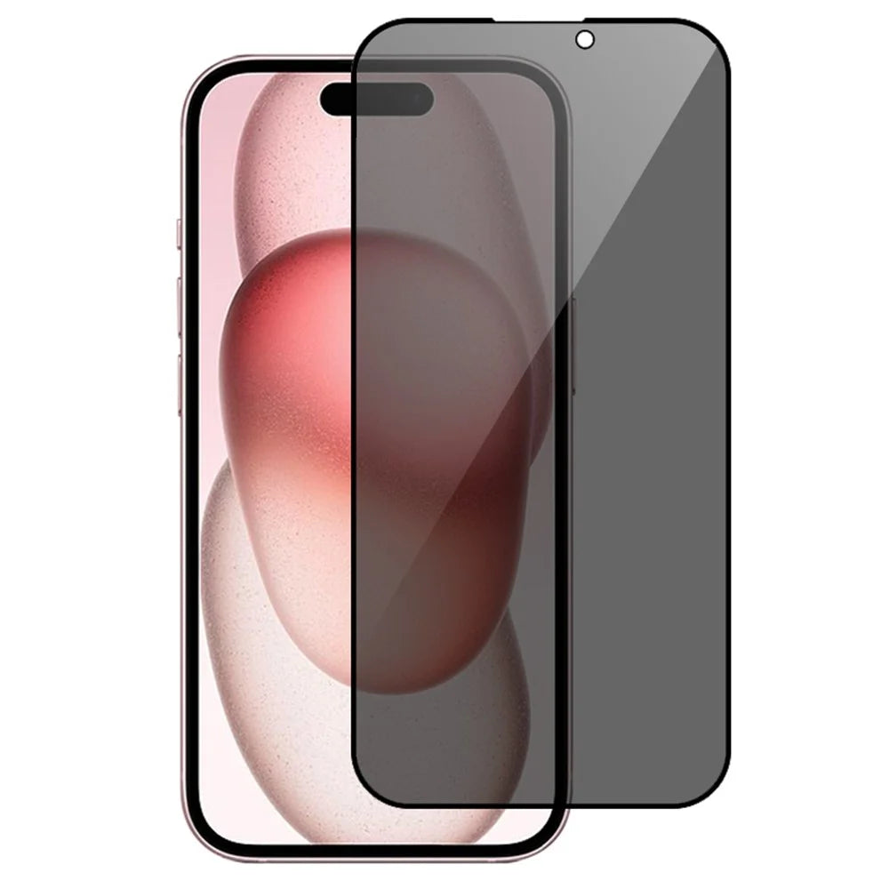 RURIHAI For iPhone 15 Plus Silk Printing Black Edge Anti-spy Screen Protector Full Cover High Aluminium-silicon Glass Film - 1