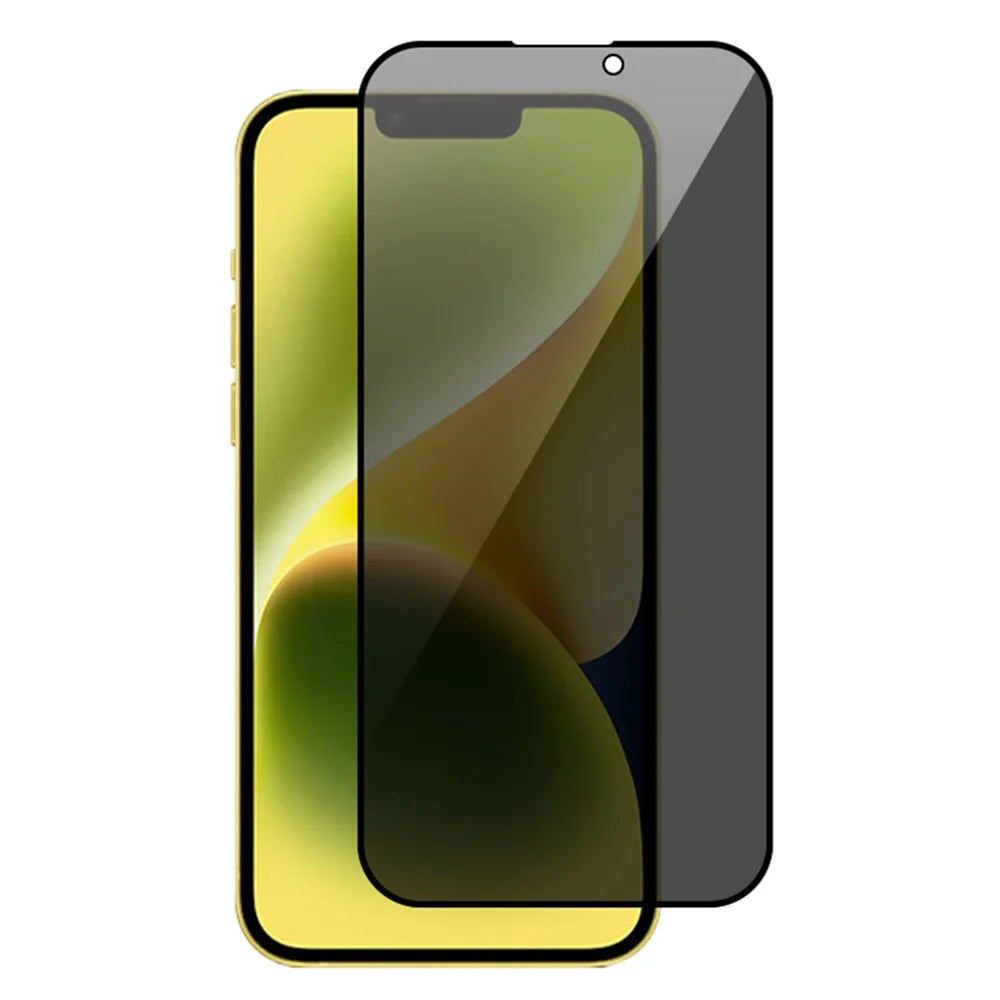 RURIHAI For iPhone 15 Full Cover High Aluminium-silicon Glass Film Silk Printing Black Edge Anti-spy Screen Protector - 1