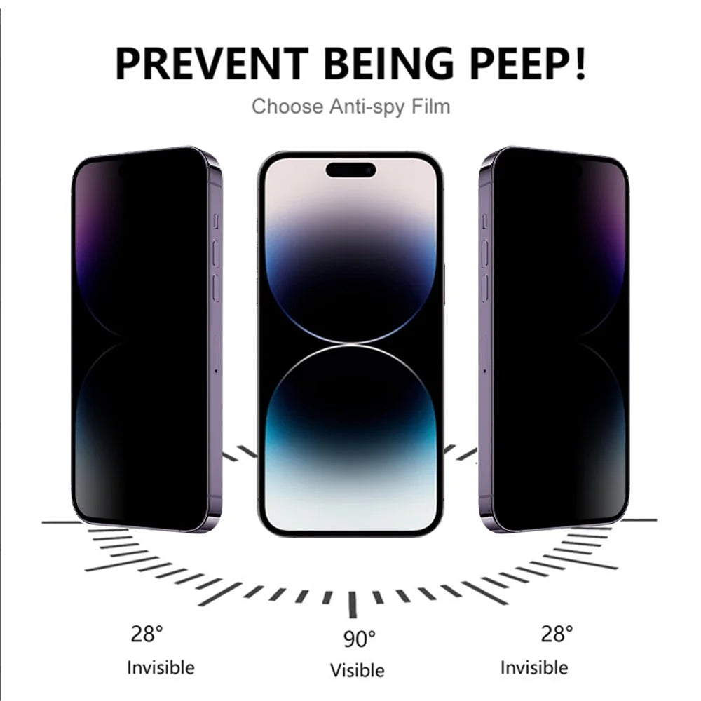 RURIHAI For iPhone 15 Pro Anti-spy Screen Protector Full Cover High Aluminium-silicon Glass Film - 3