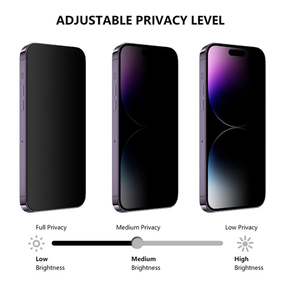RURIHAI For iPhone 15 Pro Anti-spy Screen Protector Full Cover High Aluminium-silicon Glass Film - 4