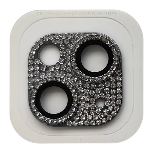 RURIHAI For iPhone 15 / 15 Plus Crystal Clear Camera Lens Protector Aluminum Alloy + Tempered Glass Lens Film - Black - 1