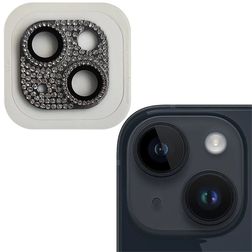RURIHAI For iPhone 15 / 15 Plus Crystal Clear Camera Lens Protector Aluminum Alloy + Tempered Glass Lens Film - Black - 2