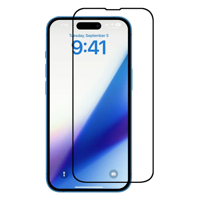 For iPhone 15 Pro Max High Aluminum-silicon Glass Full Screen Protector Silk Printing Full Glue Film - 1
