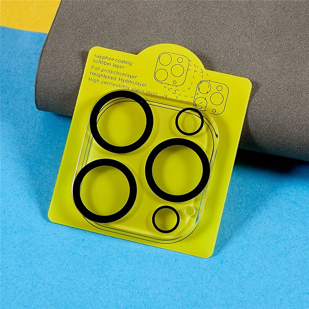 For iPhone 15 Pro / 15 Pro Max 3D Silk Printing Camera Lens Film Tempered Glass Phone Rear Lens Protector - 5