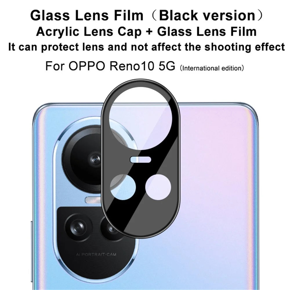 IMAK For Oppo Reno10 Pro 5G (Global) / Reno10 5G (Global) Rear Back Camera Lens Protector Tempered Glass Lens Film+Acrylic Lens Cap (Black Version) - 2