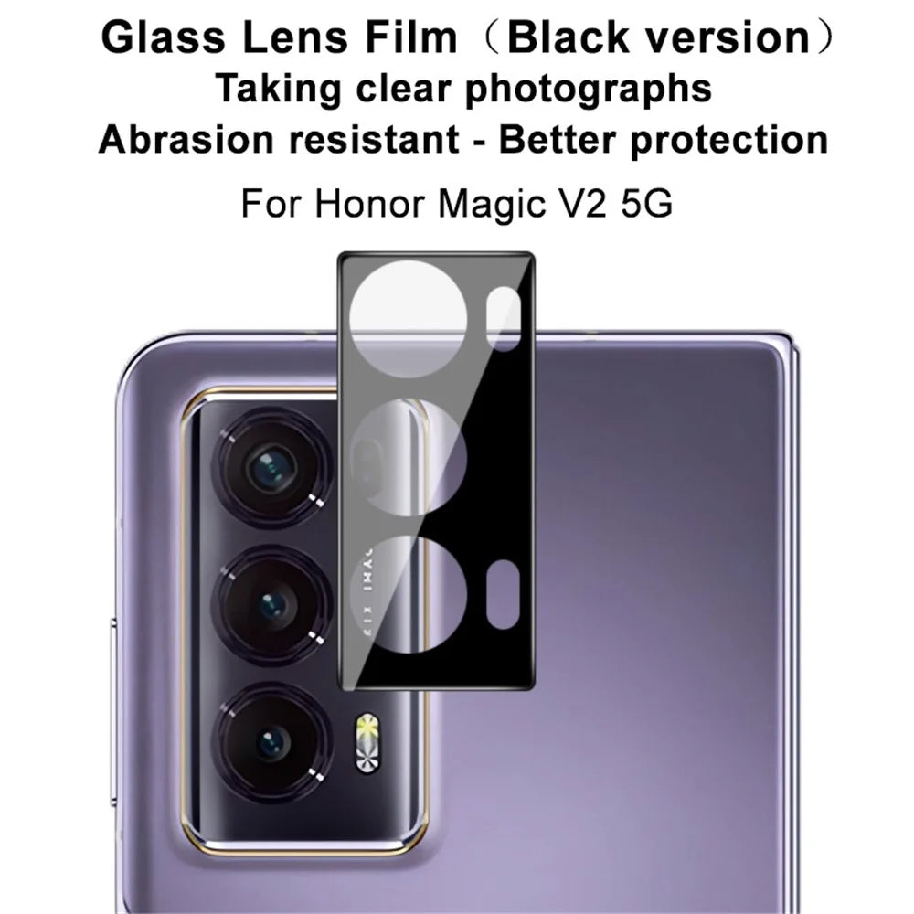 IMAK for Honor Magic V2 5G HD Clear Phone Rear Lens Film Tempered Glass Camera Lens Protector (Black Version) - 2