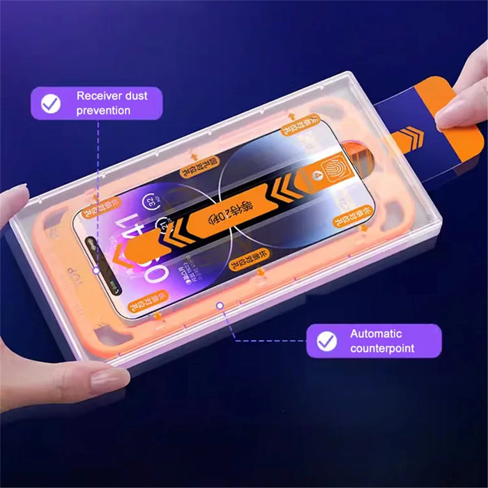 For iPhone 15 Full Screen Film Full Glue Silk Printing Tempered Glass Protector with Installation Tool - 5