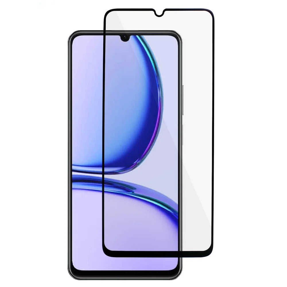 For Realme C53 (Global) / C53 (India) / C51 Electroplated Silk Printing Black Edge Tempered Glass Screen Protector Full Cover Full Glue HD Film - 1