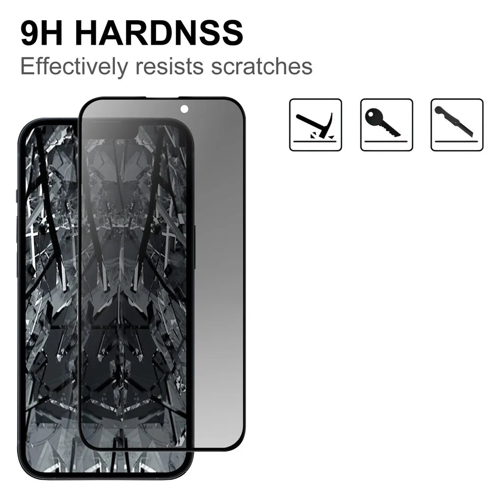 Anti-spy Privacy Protection Screen Protector for iPhone 15 , 2.5D Arc Edge Tempered Glass Phone Screen Film - 3