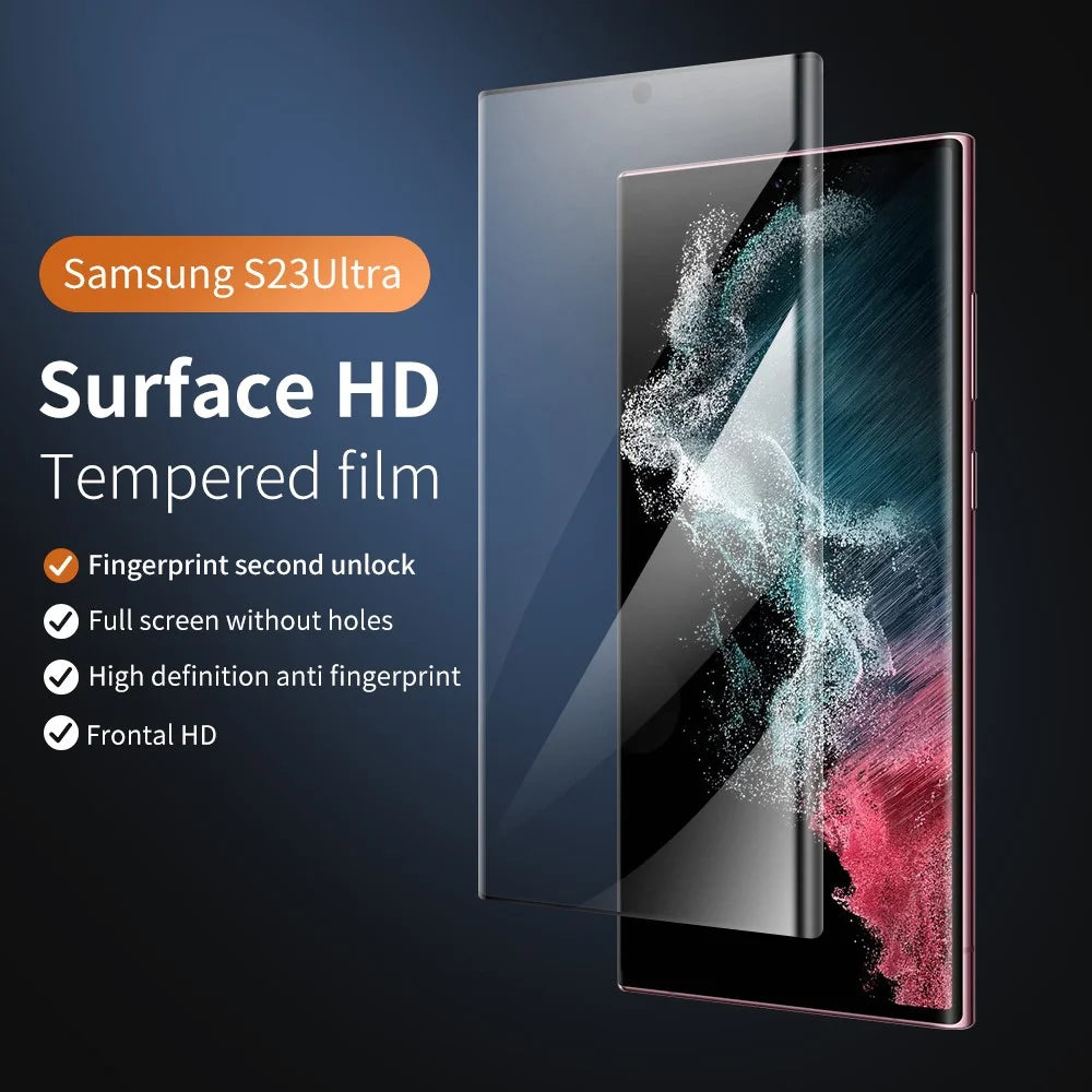 For Samsung Galaxy S23 Ultra Side Glue Full Screen Protector Anti-fingerprint Curved HD Tempered Glass Film - 2