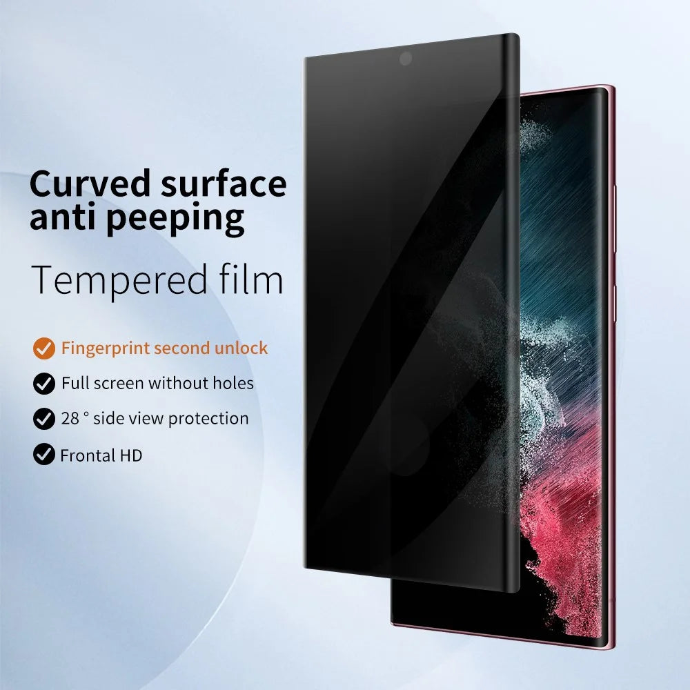 Anti-Spy Tempered Glass Screen Protector for Samsung Galaxy S23 Ultra Anti-Scratch Curved Side Glue Full Screen Film - 2
