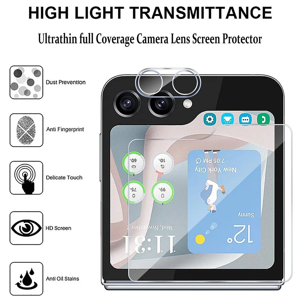 For Samsung Galaxy Z Flip5 5G Camera Lens Protector+HD Clear Rear Small Screen Protector Set Arc Edge Anti-Scratch Lens Film - 4