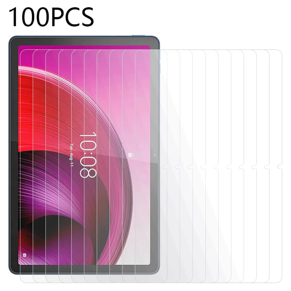 100Pcs Ultra Clear Screen Protector for Lenovo Tab M10 5G , Tempered Glass Tablet Film (No Package, with Wipes Set, Dust-absorber, Guide Sticker) - 1