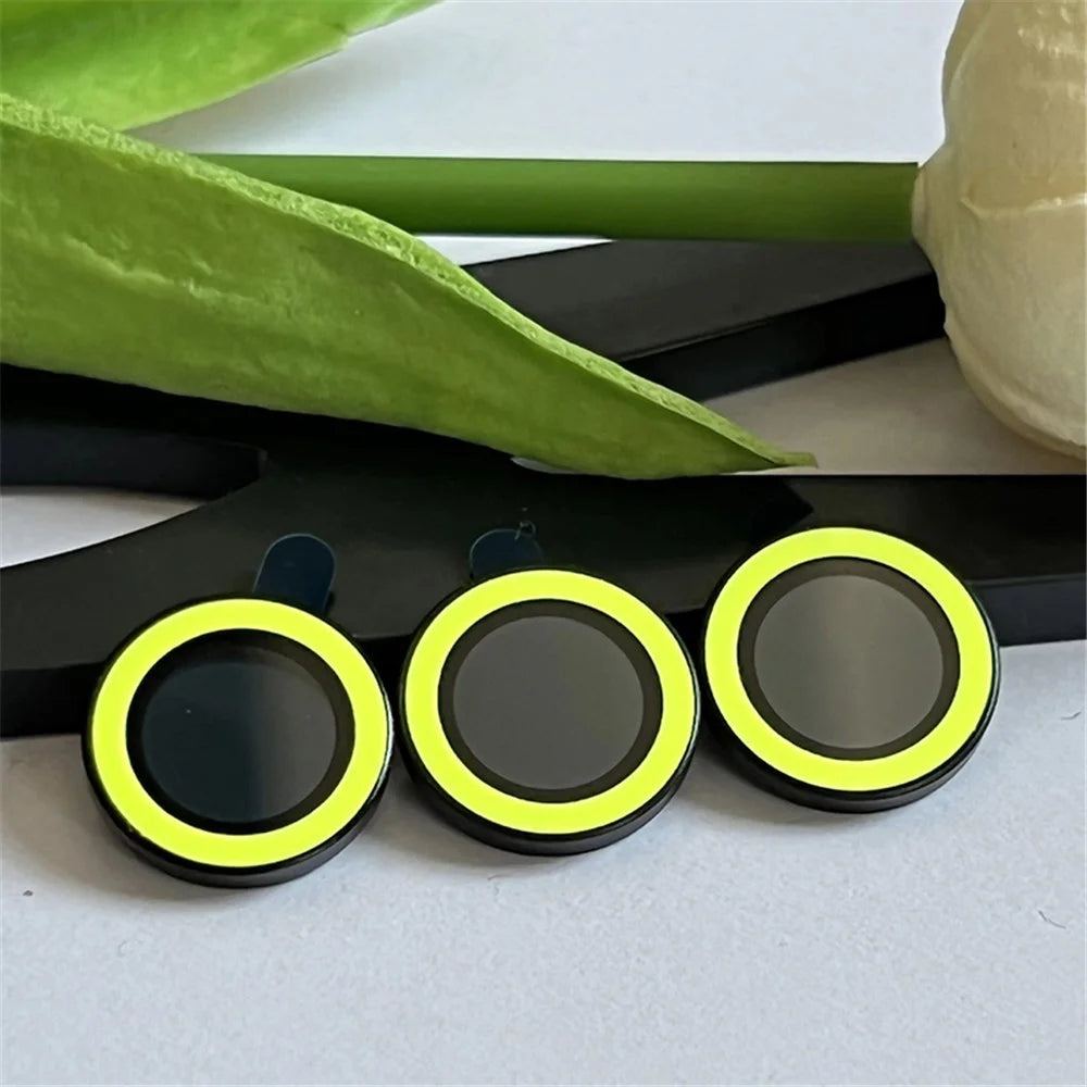 For iPhone 15 Pro / 15 Pro Max Luminous Camera Lens Protector Set Tempered Glass Individual Ring Lens Film - Blue - 5