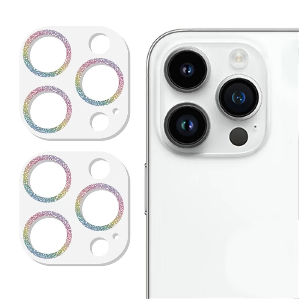 2PCS for iPhone 15 Pro / 15 Pro Max Glitter Camera Lens Protector 3D Tempered Glass Integrated Lens Film - Multi-color - 1