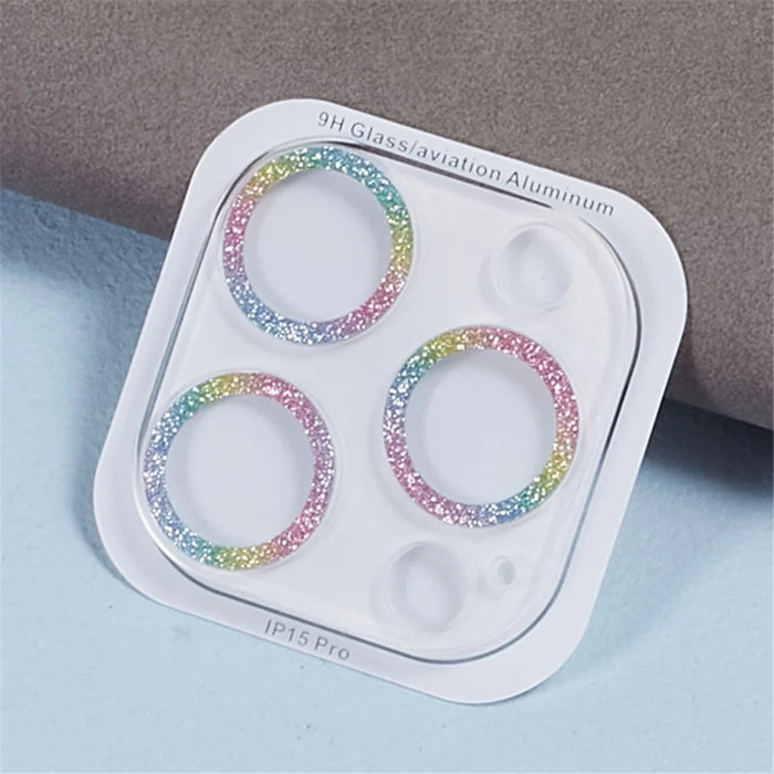 2PCS for iPhone 15 Pro / 15 Pro Max Glitter Camera Lens Protector 3D Tempered Glass Integrated Lens Film - Multi-color - 3