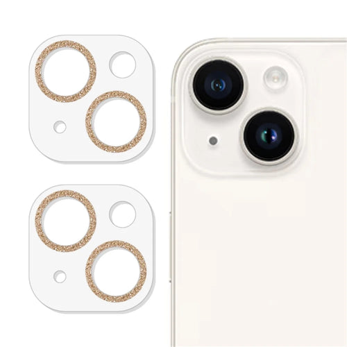 2PCS for iPhone 15 / 15 Plus 3D Integrated Camera Lens Protector Glitter Ring Tempered Glass Anti-Scratch Lens Film - Gold - 1