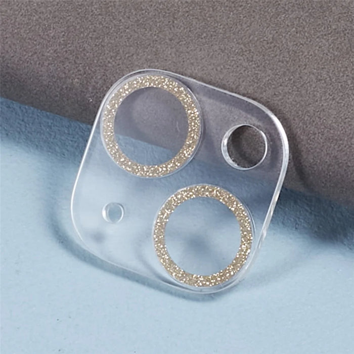 2PCS for iPhone 15 / 15 Plus 3D Integrated Camera Lens Protector Glitter Ring Tempered Glass Anti-Scratch Lens Film - Gold - 4