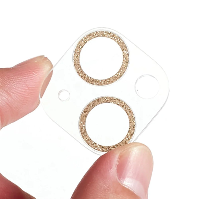 2PCS for iPhone 15 / 15 Plus 3D Integrated Camera Lens Protector Glitter Ring Tempered Glass Anti-Scratch Lens Film - Gold - 6