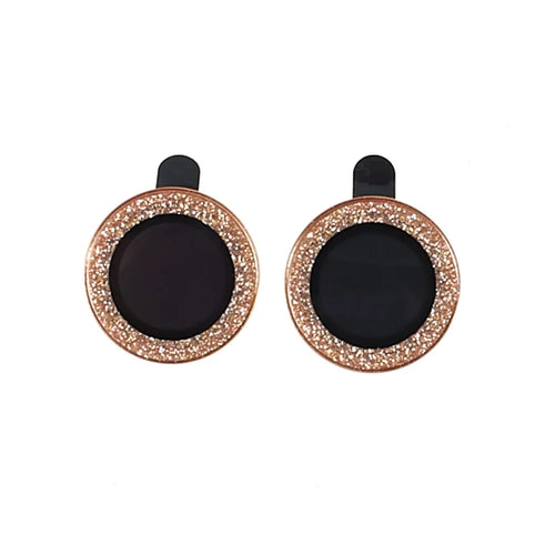 For iPhone 15  / 15 Plus Camera Lens Protector Set Bling Glitter Metal Ring Tempered Glass Lens Film - Gold - 1