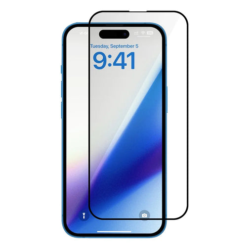 For iPhone 15 Pro Tempered Glass Film Silk Printing Diamond Cut Edge Anti-Scratch Full Screen Protector - 1