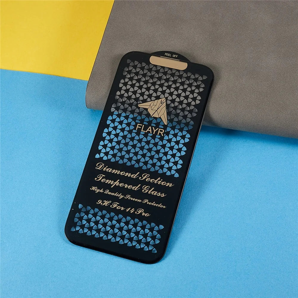 For iPhone 15 Pro Tempered Glass Film Silk Printing Diamond Cut Edge Anti-Scratch Full Screen Protector - 7
