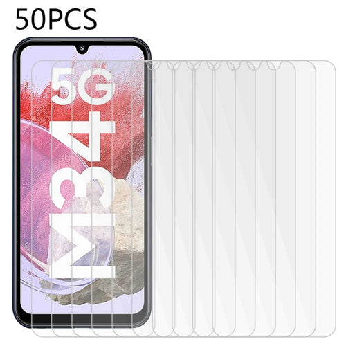 50Pcs For Samsung Galaxy F34 5G / M34 5G HD Clear Screen Protector Tempered Glass Phone Protective Screen Film (No Package, with Wipes Set, Dust-absorber, Guide Sticker) - 1