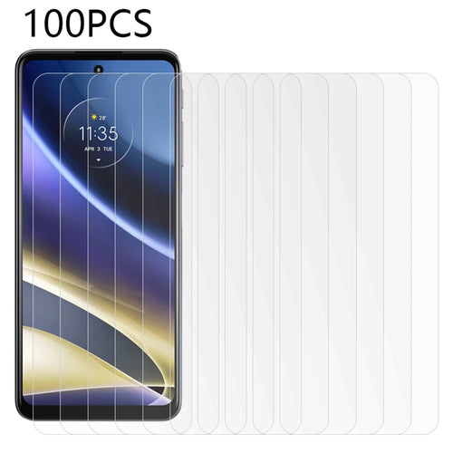 100Pcs For Motorola Moto G52j 5G II Phone Screen Protector Tempered Glass HD Clear Screen Film (No Package, with Wipes Set, Dust-absorber, Guide Sticker) - 1