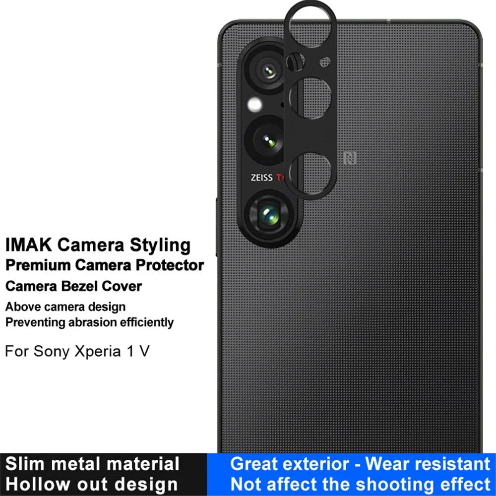 IMAK For Sony Xperia 1 V Metal Camera Lens Protector Anti-scratch Camera Lens Bezel Cover - 5