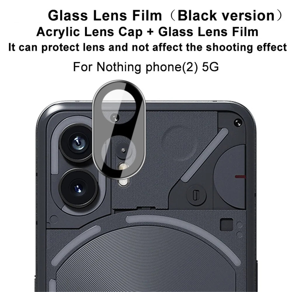 IMAK For Nothing Phone (2) Camera Lens Protector Tempered Glass Rear Lens Film+Acrylic Lens Cap (Black Version) - 2