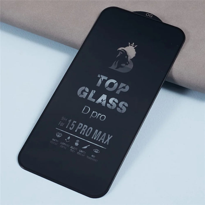 D Pro For iPhone 15 Pro Max Full Coverage Screen Protector Silk Printing Full Glue Tempered Glass HD Clear Film - 5