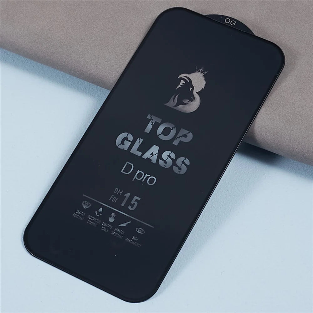 D Pro For iPhone 15 Silk Printing Screen Protector HD Tempered Glass 9H Hardness Film - 5