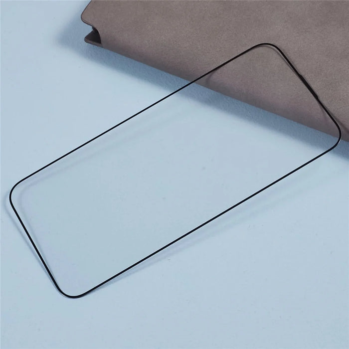 For iPhone 15 Pro Max Silk Printing Screen Protector Full Cover Thick Glue High Aluminum-silicon Glass Film with Dust-proof Net - 5