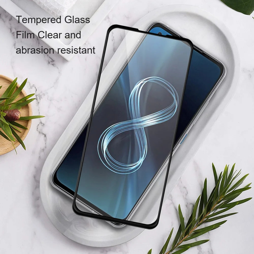 AMORUS 2Pcs Screen Protector for Asus ROG Phone 7 5G , Full Glue Tempered Glass Silk Printing HD Clear Film - Black - 4