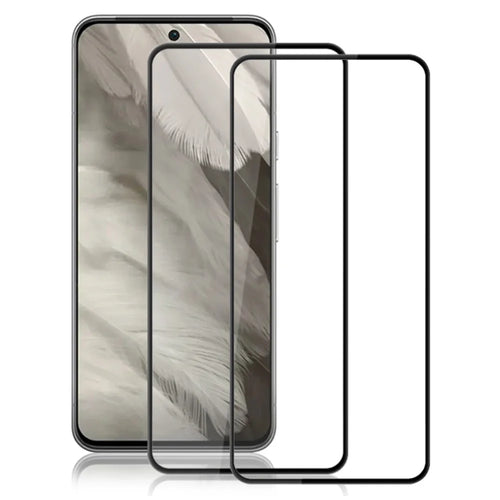 AMORUS 2Pcs Screen Protector for Google Pixel 8 Pro , Full Glue High Transparency Tempered Glass Silk Printing Film - Black - 1