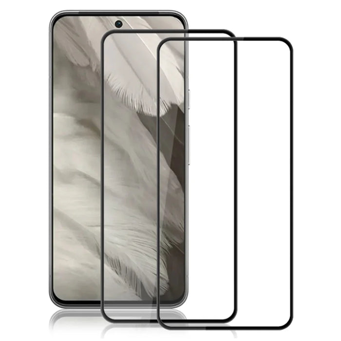 AMORUS 2Pcs Screen Protector for Google Pixel 8 Pro , Full Glue High Transparency Tempered Glass Silk Printing Film - Black - 1