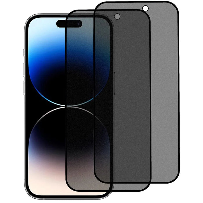 2Pcs 180-degree Anti-spy Screen Protector for iPhone 15 Pro Max Matte Full Coverage Tempered Glass Film with Anti-dust Net - 1