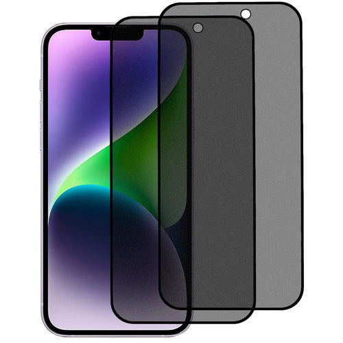 2Pcs for iPhone 15 Matte Full Screen Protector 180-degree Anti-spy Tempered Glass Screen Film with Anti-dust Net - 1