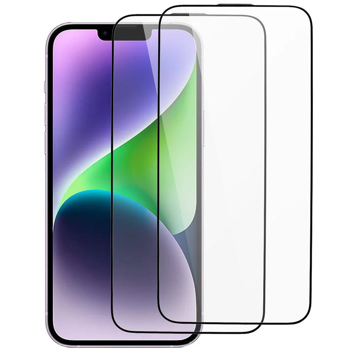 2Pcs for iPhone 15 Plus Silk Printing High Aluminum-silicon Glass Film Thick Glue Full Screen Protector with Anti-dust Net - 1