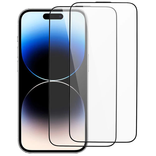 2Pcs High Aluminum-silicon Glass Film for iPhone 15 Pro Max Silk Printing Thick Glue Full Screen Protector with Anti-dust Net - 1